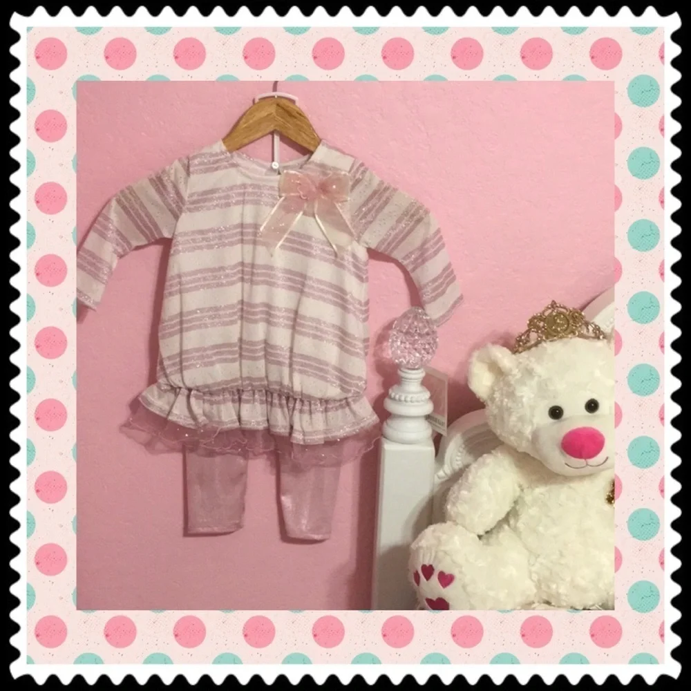 Bonnie Baby (18M) NWT gorgeous 2 piece set pink white striped